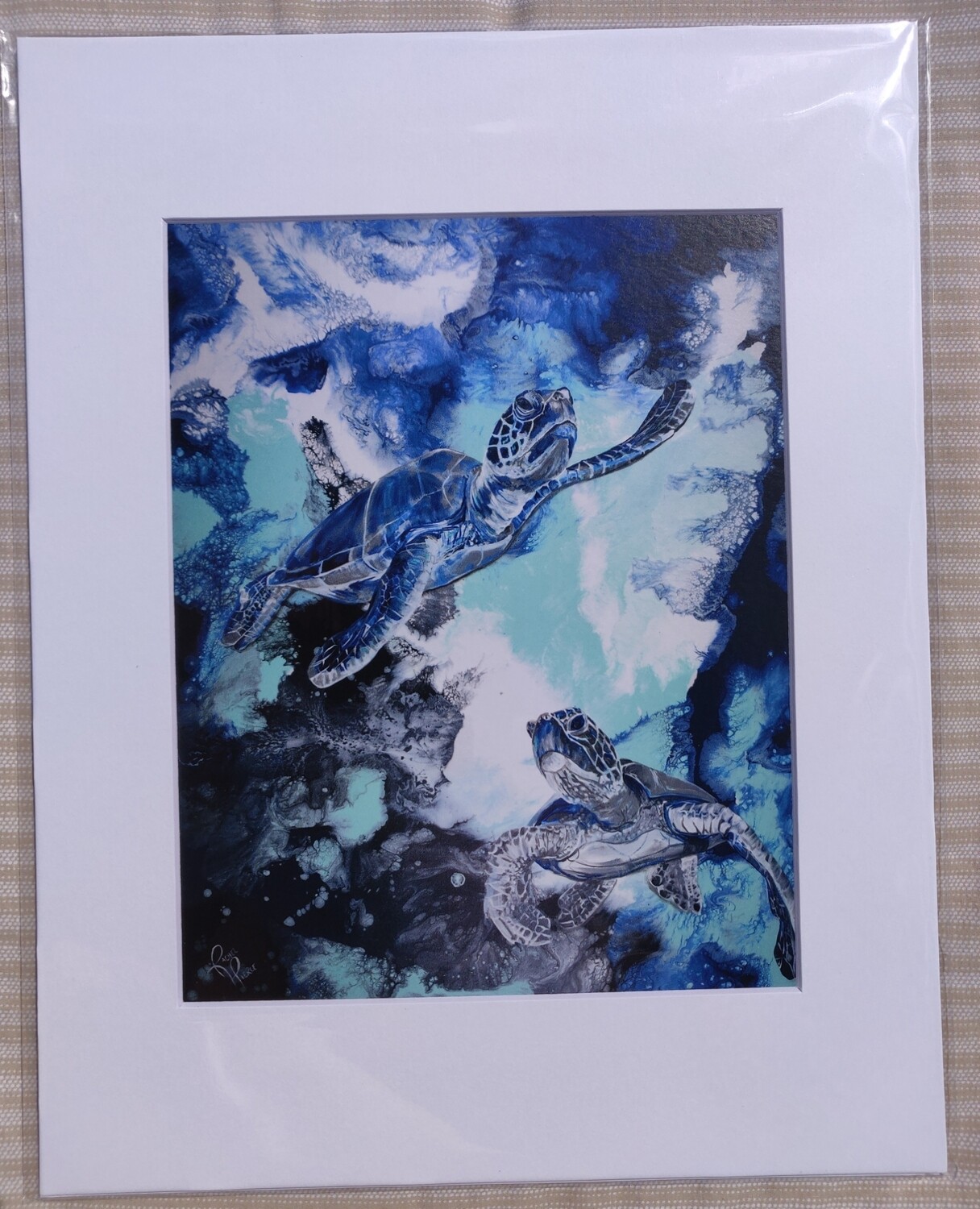 Two Turtles Matted Print