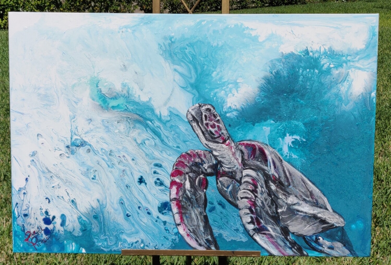 &quot;Magenta Kissed Sea Turtle&quot;-DESTROYED BY HURRICANE IAN