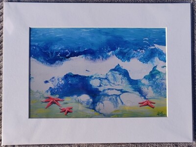 Starfish by the Shore Matted Print