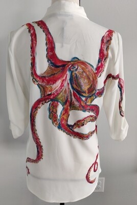 Hand painted "Red Octopus" Shirt / Blouse