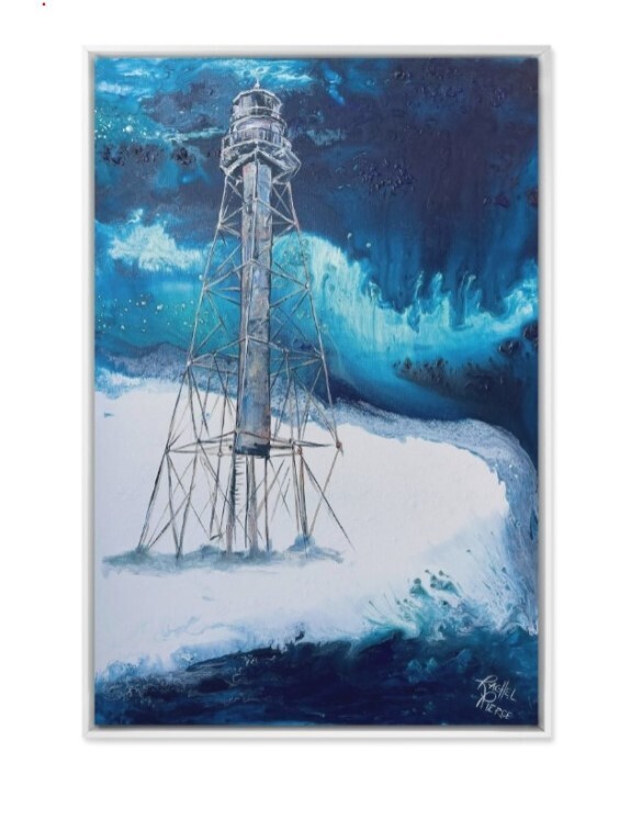 Stormy Sanibel Lighthouse Mounted Framed Print