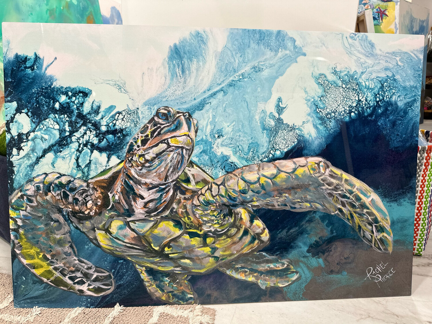 Soaring Sea Turtle Metal Print 24 x 36