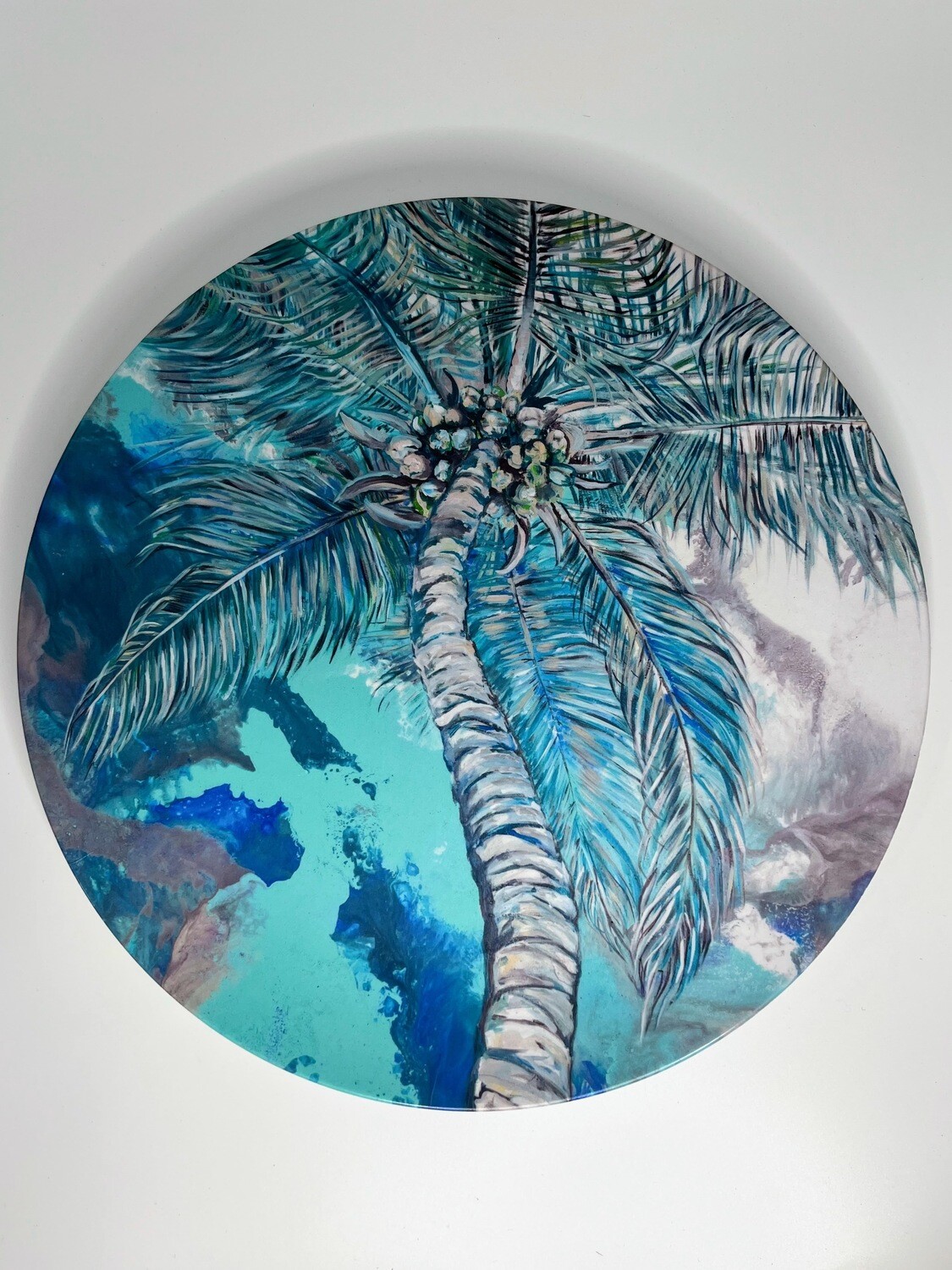 Melamine Dinner Plate with Blue Palm