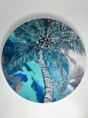 Melamine Dinner Plate with Blue Palm