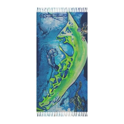Sanibel Map Boho Beach Blanket