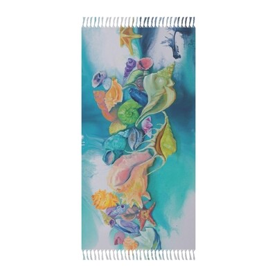 Rainbow Shells Boho Beach Blanket
