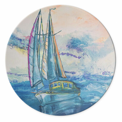 Melamine Salad Plate with Sunset Boat