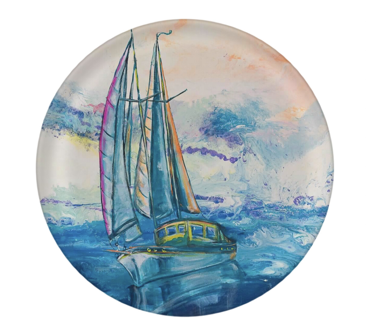 Melamine Dinner Plate with Sunset Boat