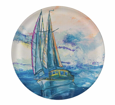 Melamine Dinner Plate with Sunset Boat
