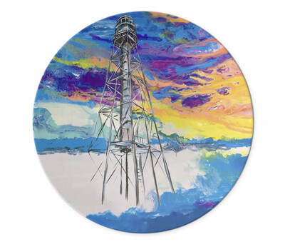 Melamine Salad Plate with Sanibel Lighthouse Sunrise