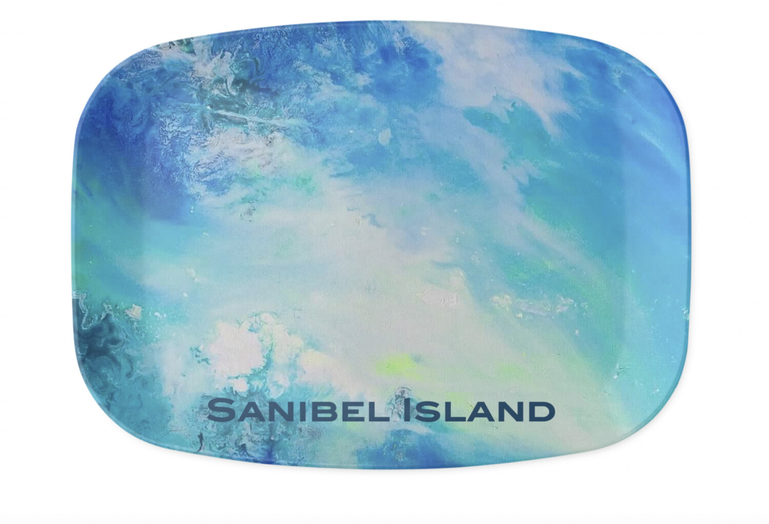 Melamine Platter in Abstract Blue/Green 2 &quot;Sanibel Island&quot;