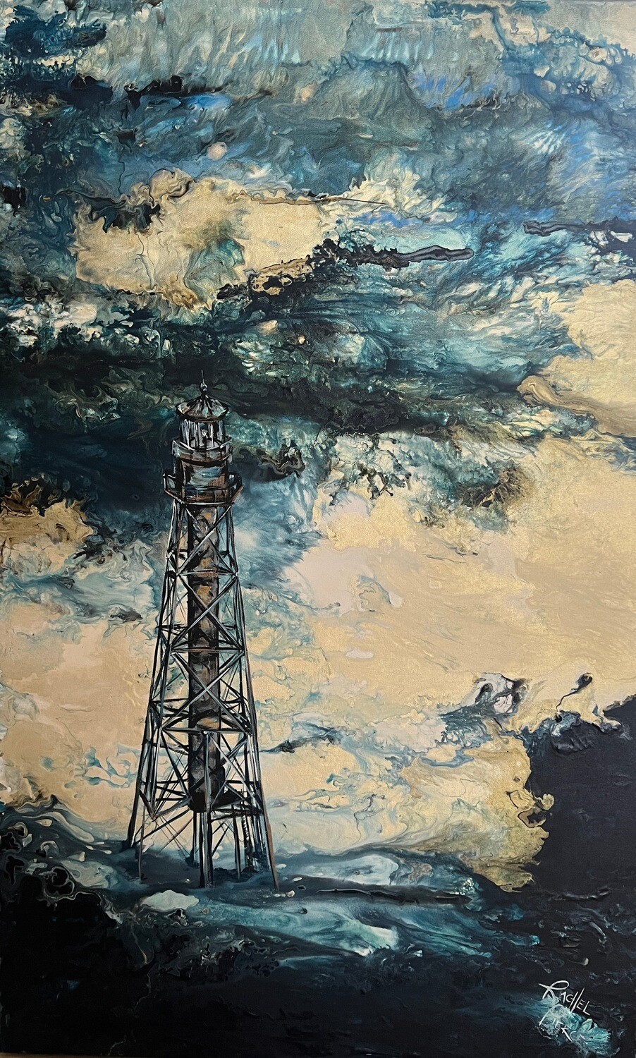 Midnight Lighthouse After The Storm
