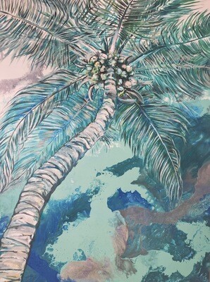 Reverse Blue Palm Mounted Framed Print 25 x 37 Reverse Blue Palm Mounted Framed Print 25 x 37