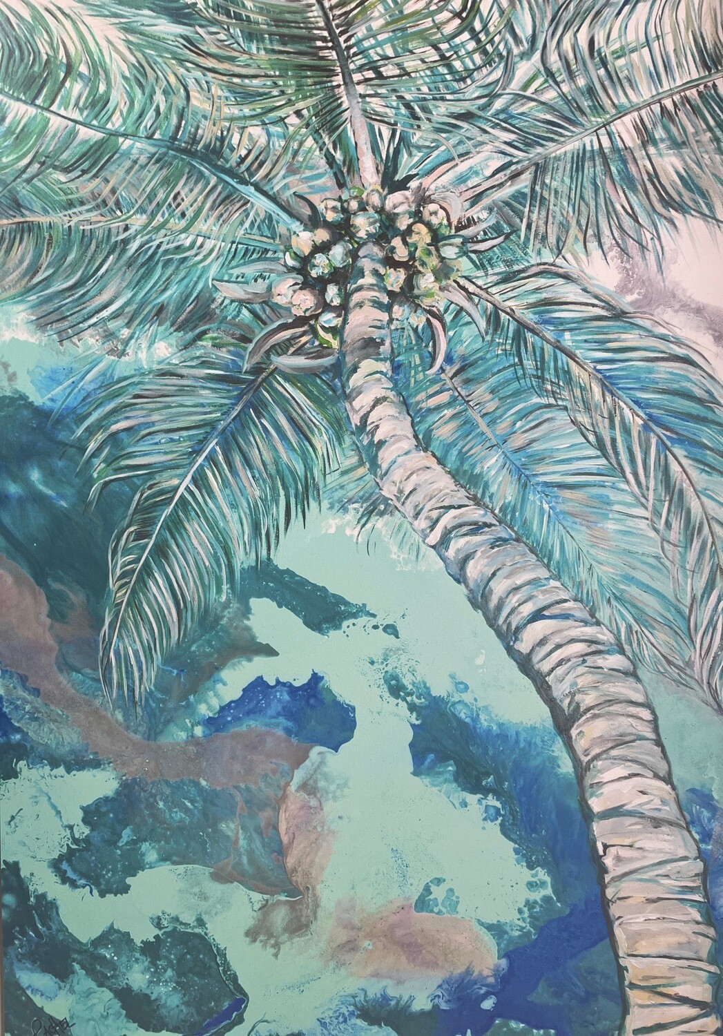 Blue Palm Mounted Framed Print 25 x 37 Blue Palm Mounted Framed Print 25 x 37