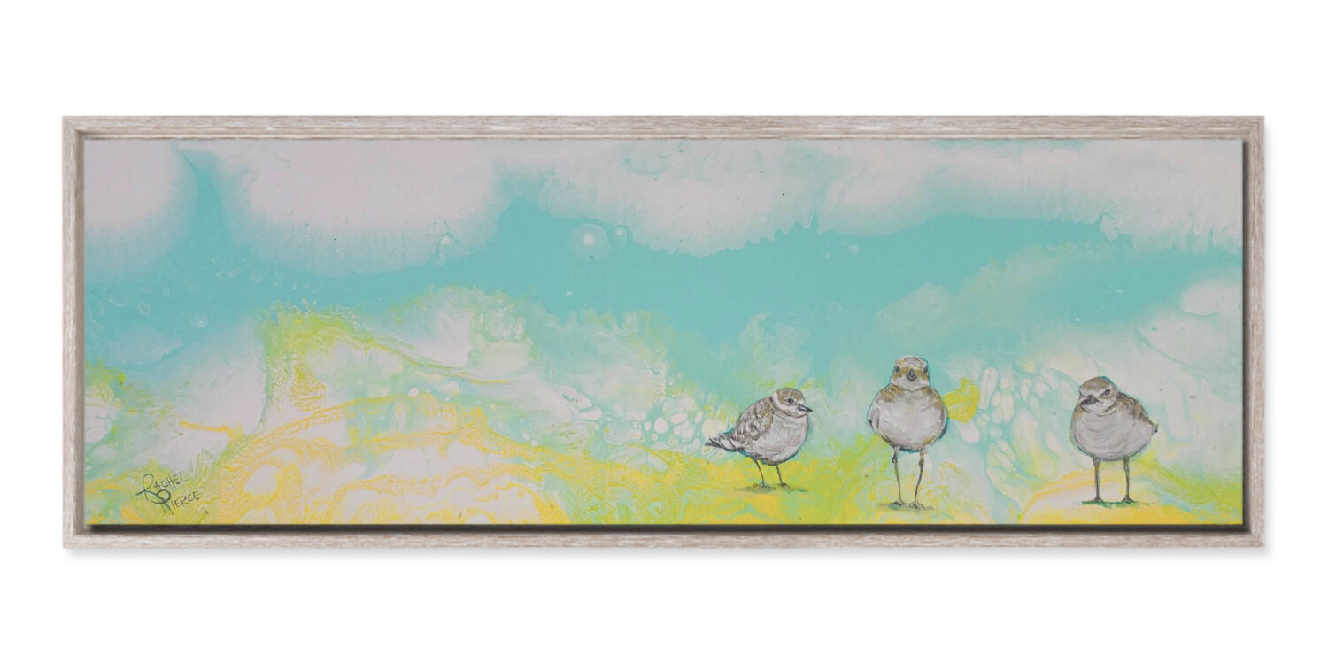 Three Little Birds 37x13 Rustic Framed Mounted Print