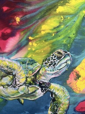 Technicolor Sea Turtle Canvas Print