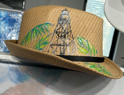 Hand Painted Lighthouse Banana Republic Fedora