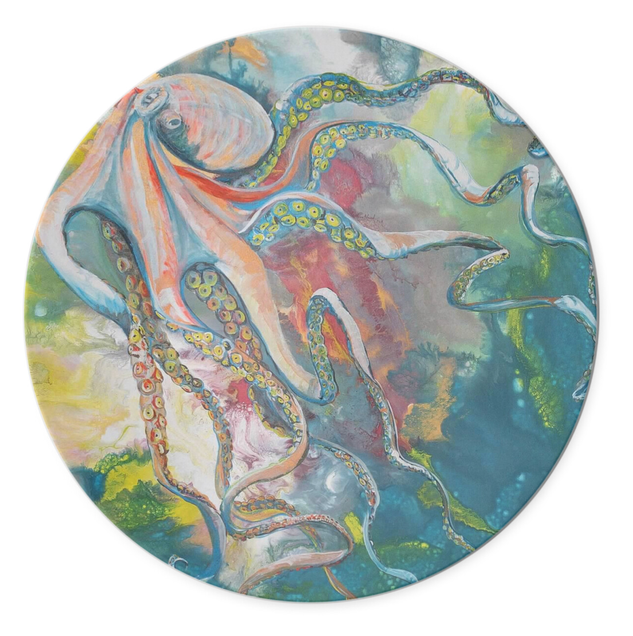 Melamine Salad Plate with Technicolor Octopus