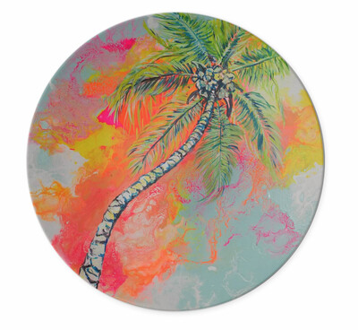 Melamine Salad Plate with Technicolor Palm