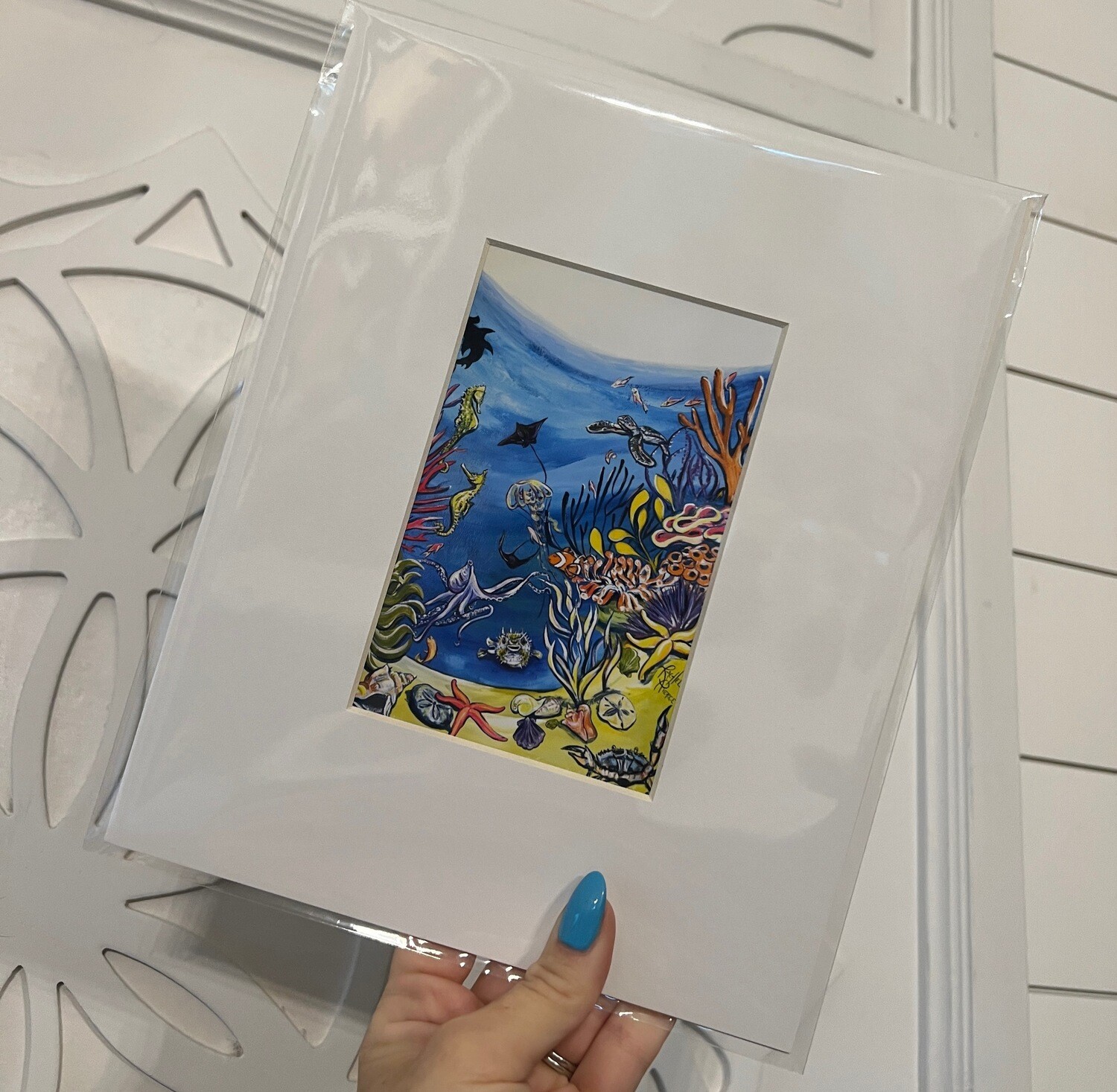 CECI Mural 4x6 Print in White 8x10 Matted Frame