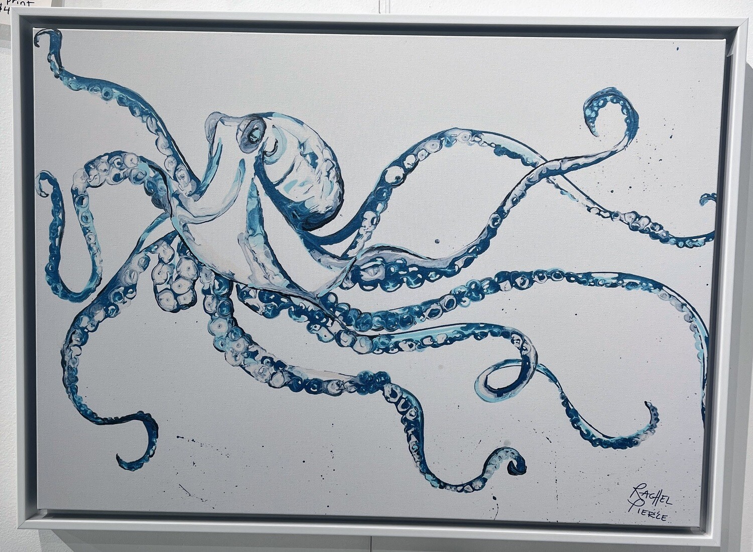 Octopus Line Art 30x22 Framed Canvas Print