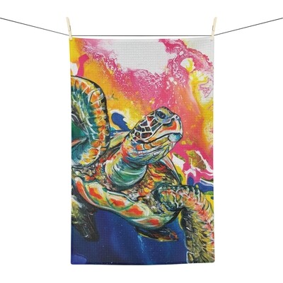 Electric Space Turtle Tea Towel