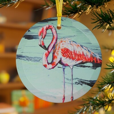 Flamingo Glass Ornament