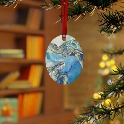 Oval Upper Captiva Sea Turtles Ornament