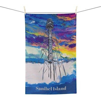 Sanibel Lighthouse Sunrise Tea Towel