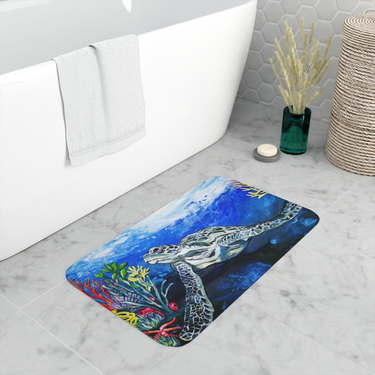 Swimming Through the Coral Reef Bath Mat