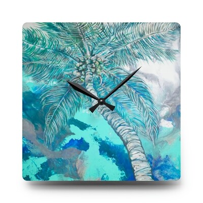 Blue Palm Acrylic Clock