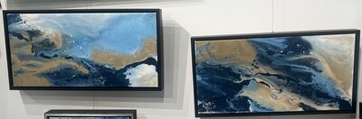 Aqua Kiss on Golden Sands Original Abstracts PAIR