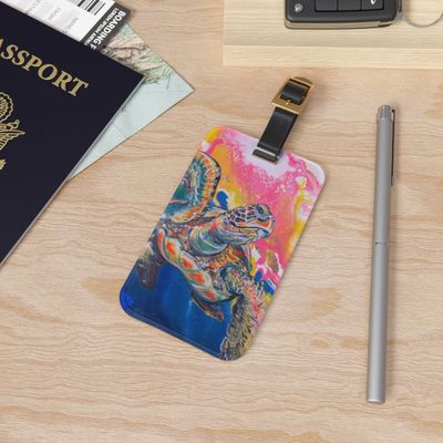 Electric Space Turtle Luggage Tag