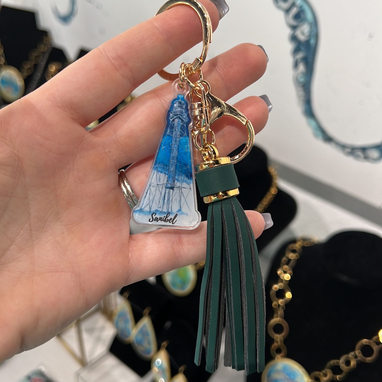 Stormy Sanibel Lighthouse Keychain