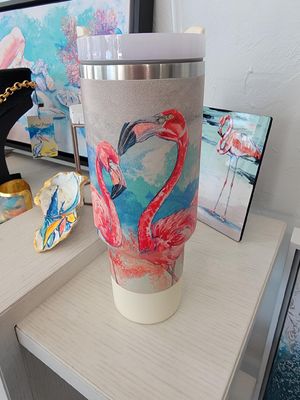 Four Flamingos 40oz Travel Cup
