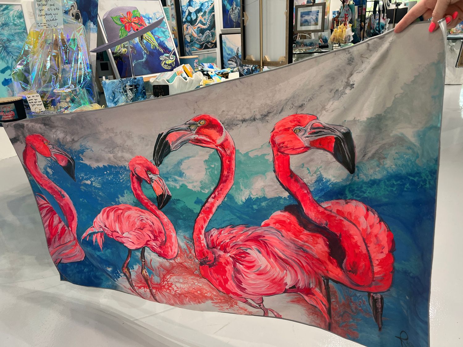 Four Flamingos Microfiber Beach Towel