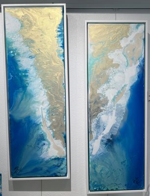 The Golden Shoreline Original Abstract Pair