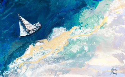 Boat From Above Paper Print