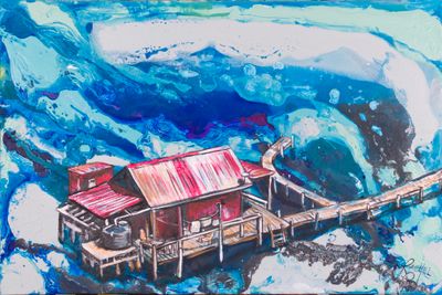 Red Fish House Paper Print