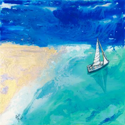 Blue Sky Sailing Framed Canvas Print