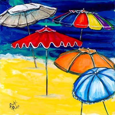 Beach Day 2 Framed Canvas Print
