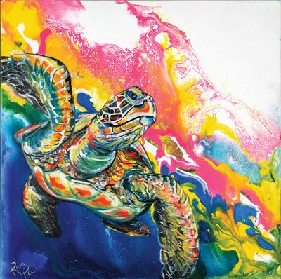 Electric Space Turtle Canvas Print