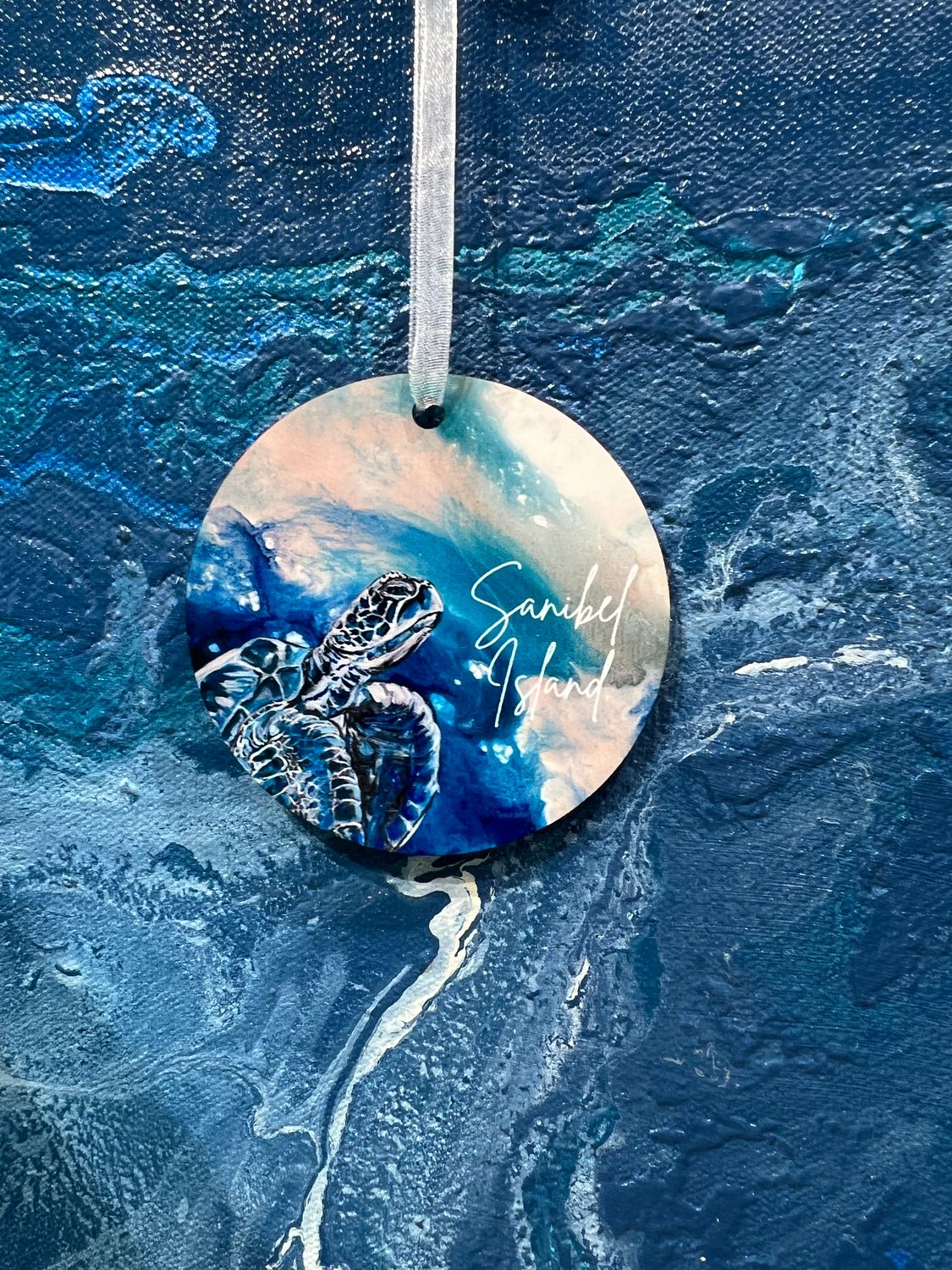 Champagne Sea Turtle Ornament