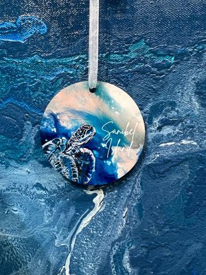 Champagne Sea Turtle Ornament