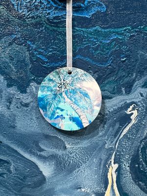 Blue Palm Ornament