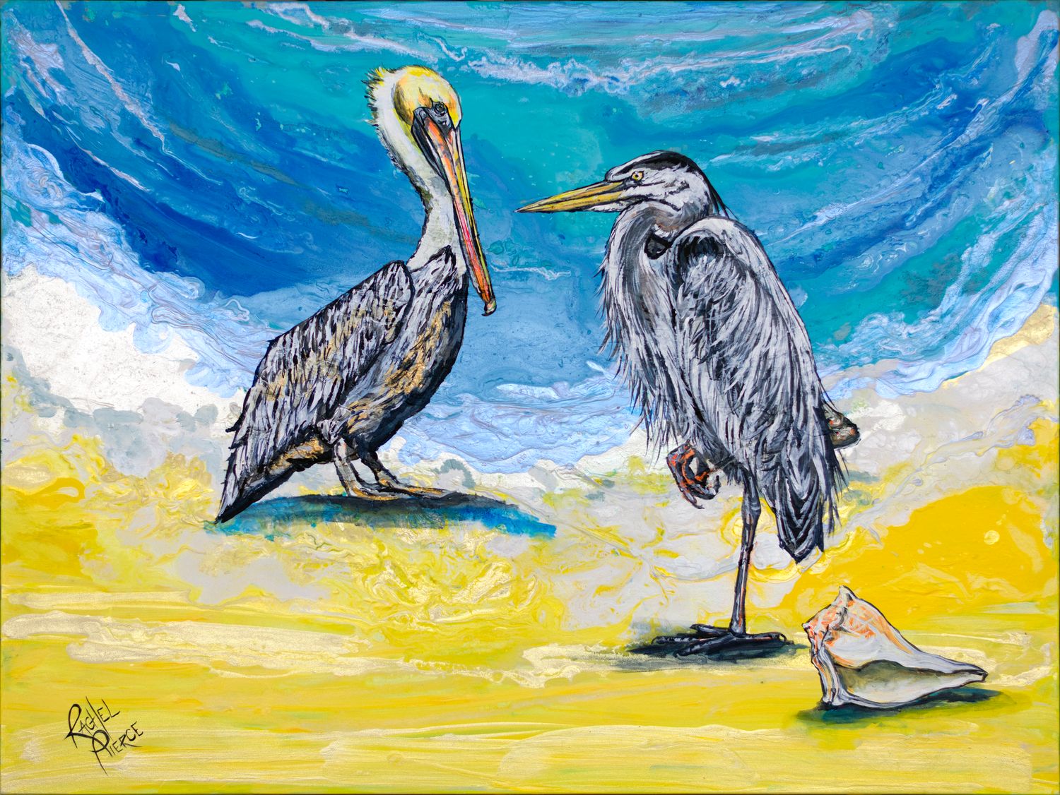 Pelican and Heron Beach Day Original