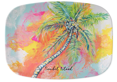 Melamine Platter in Technicolor Palm
