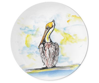 Melamine Dinner Plate with Pelican in the Sun