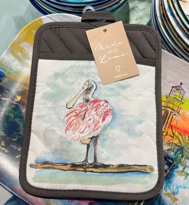 Spoonbill Watercolor Potholder