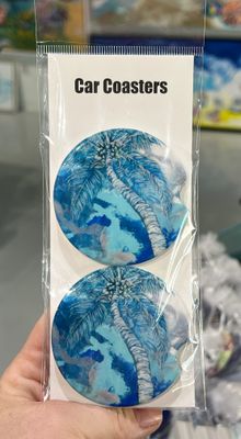 Blue Palm Car Coasters